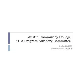 Austin Community College OTA Program Advisory Committee