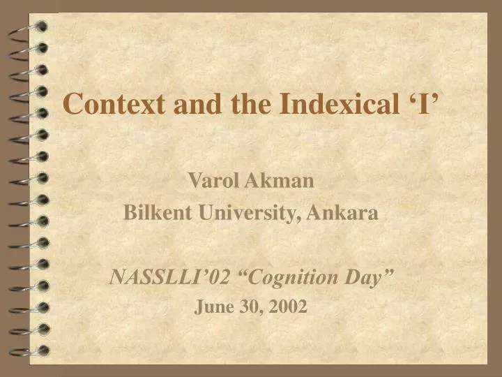 context and the indexical i