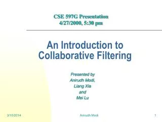 An Introduction to Collaborative Filtering