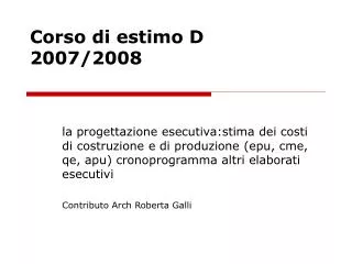 Corso di estimo D 2007/2008