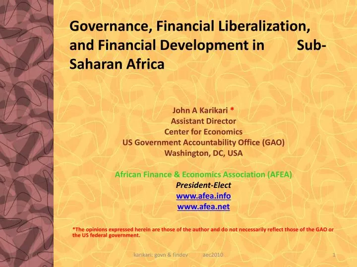 governance financial liberalization and financial development in sub saharan africa