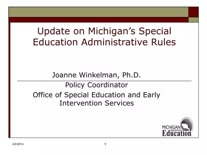update on michigan s special education administrative rules