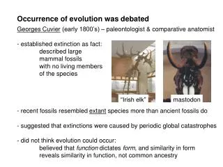 Occurrence of evolution was debated