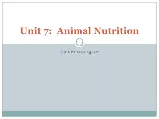 Unit 7: Animal Nutrition