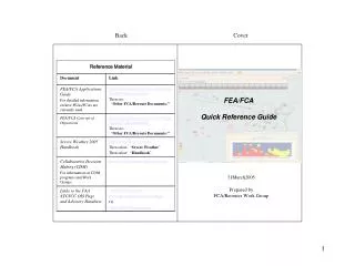 FEA/FCA Quick Reference Guide