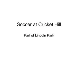 Soccer at Cricket Hill