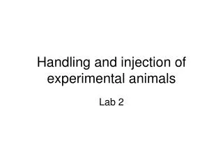 Handling and injection of experimental animals