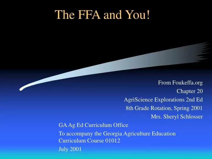 the ffa and you