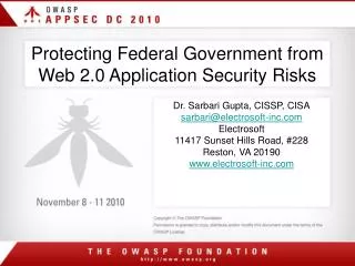 Protecting Federal Government from Web 2.0 Application Security Risks