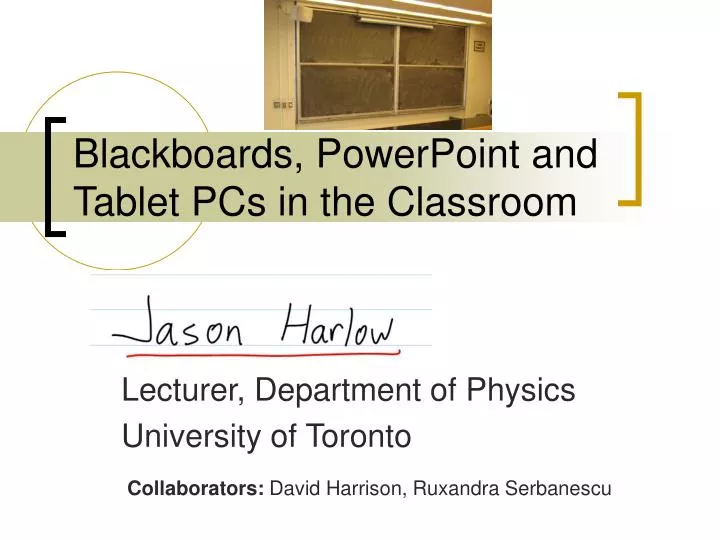 blackboards powerpoint and tablet pcs in the classroom