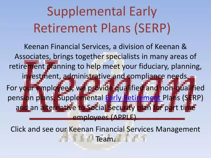 supplemental early retirement plans serp