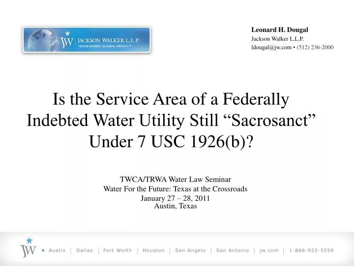 is the service area of a federally indebted water utility still sacrosanct under 7 usc 1926 b