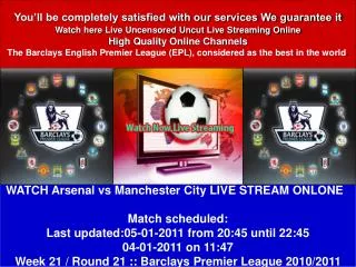 Arsenal vs Manchester City ENGLISH PREMIER LEAGUE