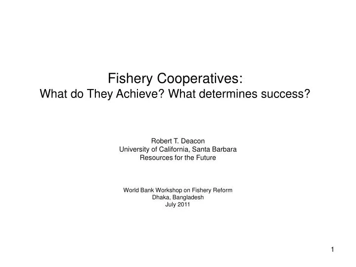 fishery cooperatives what do they achieve what determines success