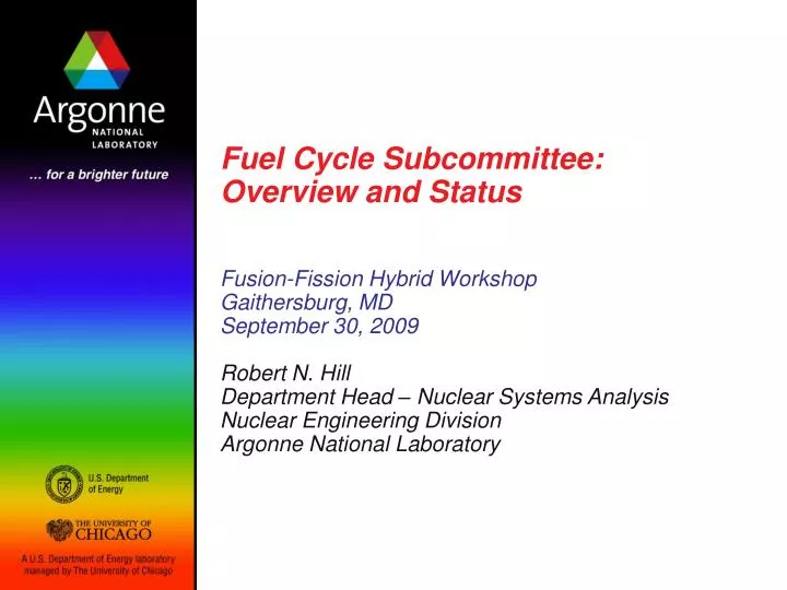 fuel cycle subcommittee overview and status
