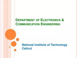 Department of Electronics &amp; Communication Engineering