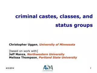 criminal castes, classes, and status groups