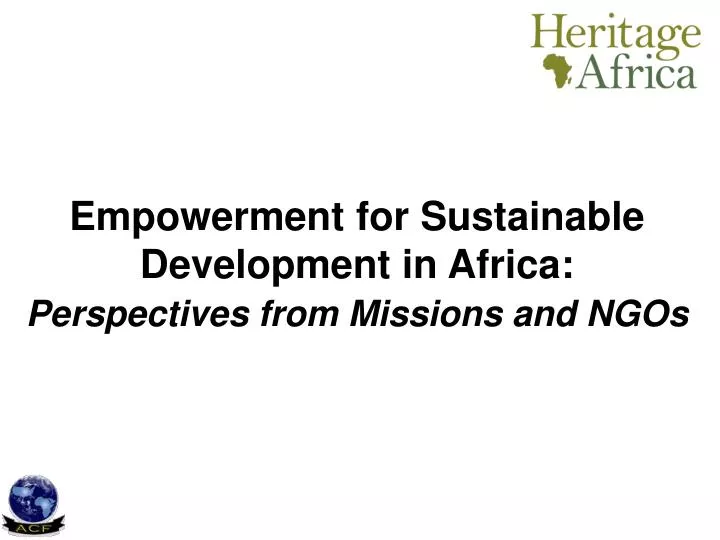 empowerment for sustainable development in africa perspectives from missions and ngos