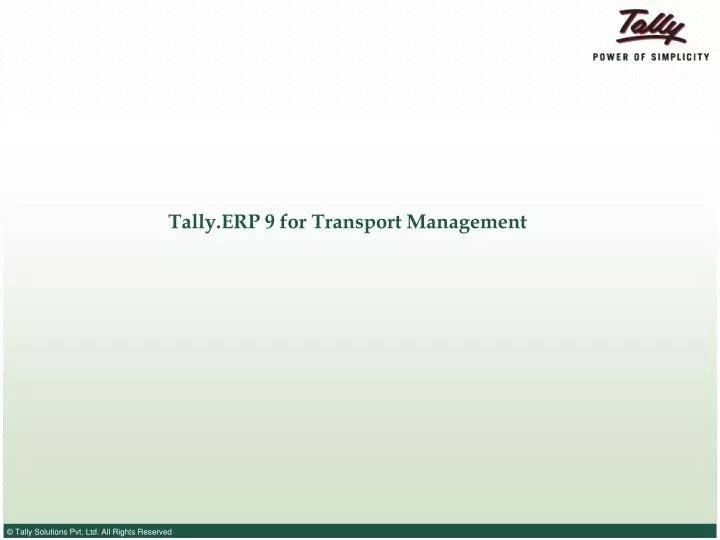 tally erp 9 for transport management