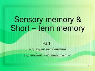 Sensory memory &amp; Short – term memory