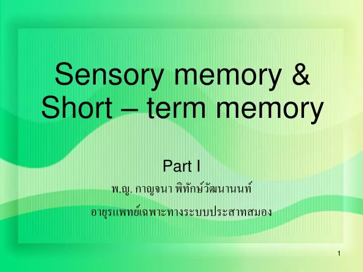 sensory memory short term memory