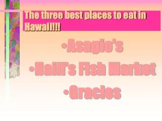 The three best places to eat in Hawaii!!!