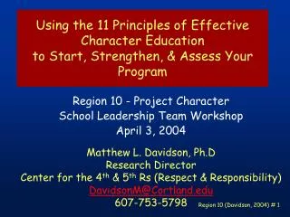 Using the 11 Principles of Effective Character Education to Start, Strengthen, &amp; Assess Your Program
