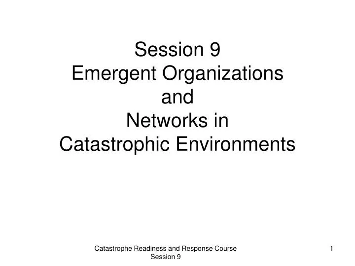 session 9 emergent organizations and networks in catastrophic environments