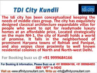 TDI City kundli property @ 09999684166