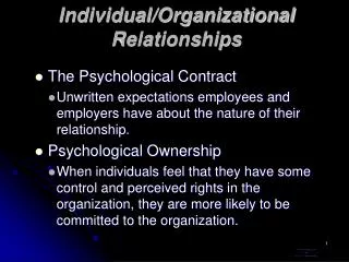 Individual/Organizational Relationships