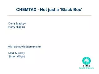 CHEMTAX - Not just a ‘Black Box’