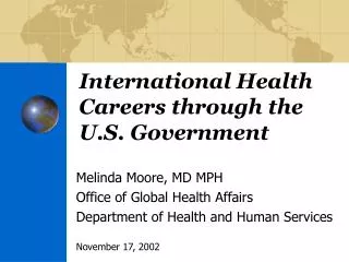International Health Careers through the U.S. Government