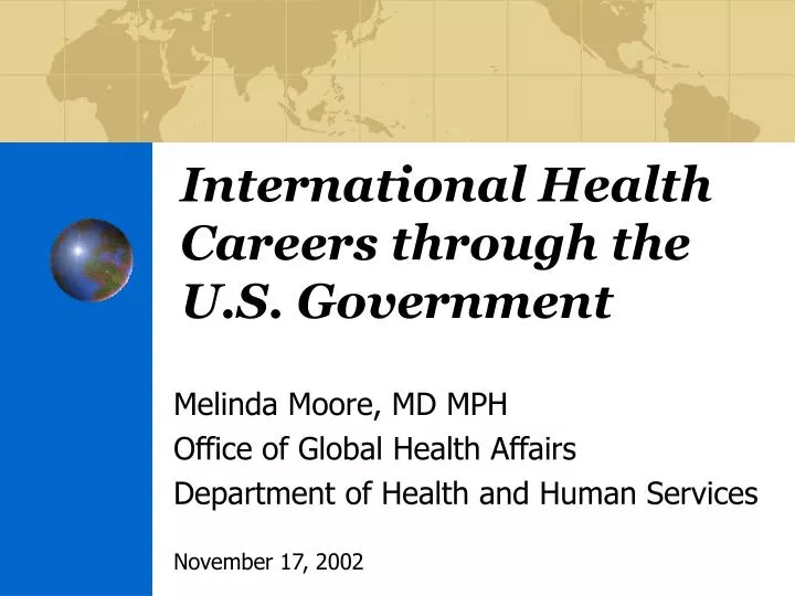 international health careers through the u s government