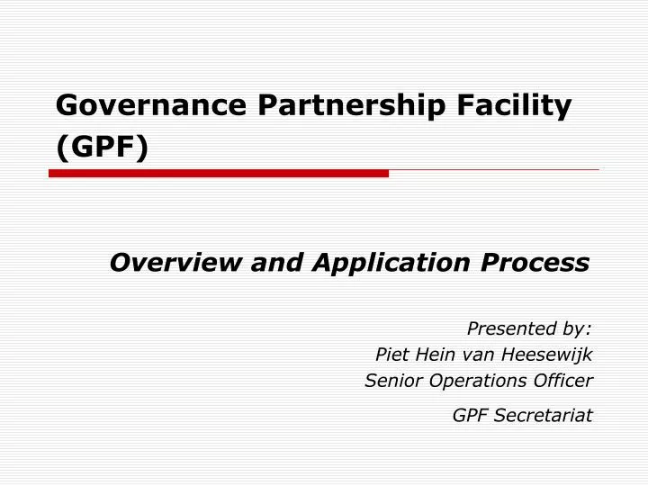 governance partnership facility gpf