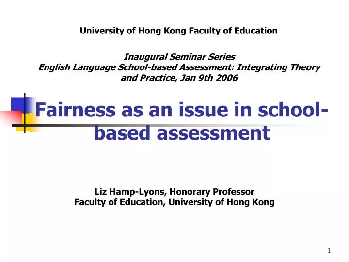 fairness as an issue in school based assessment