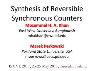 Synthesis of Reversible Synchronous Counters