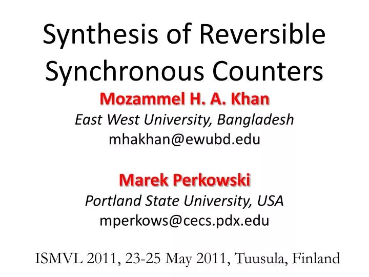 synthesis of reversible synchronous counters