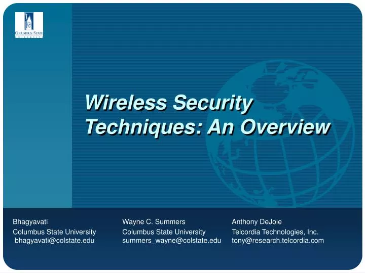 wireless security techniques an overview