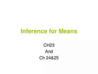 Inference for Means
