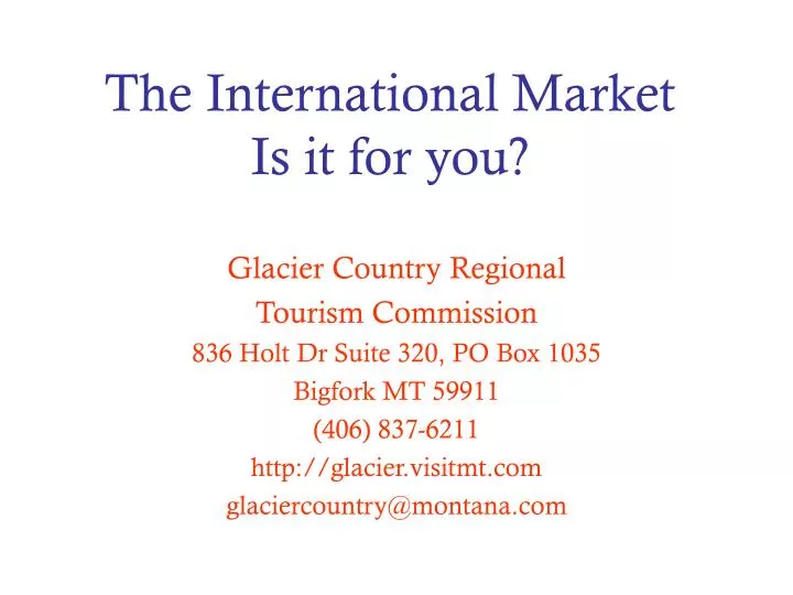 the international market is it for you