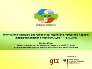 International Standard and Guidelines: Health and Agriculture Aspects