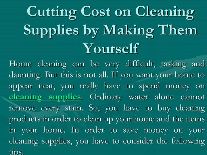 cutting cost on cleaning supplies by making them yourself
