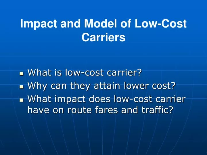 impact and model of low cost carriers