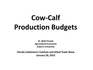 Cow-Calf Production Budgets