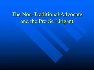 The Non-Traditional Advocate and the Pro Se Litigant