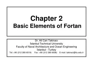 Chapter 2 Basic Elements of Fort an