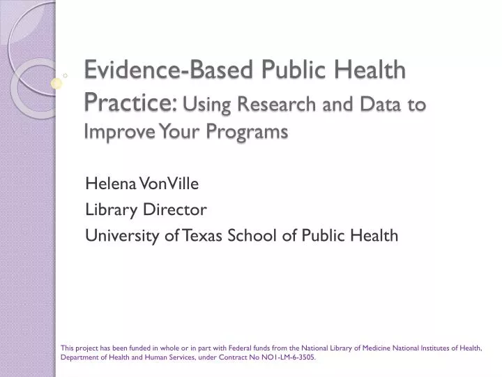 evidence based public health practice using research and data to improve your programs