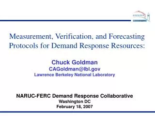 Measurement, Verification, and Forecasting Protocols for Demand Response Resources: