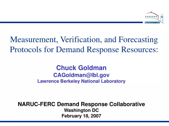measurement verification and forecasting protocols for demand response resources