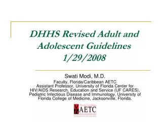 DHHS Revised Adult and Adolescent Guidelines 1/29/2008